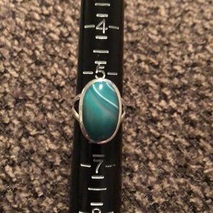 Blue Botswana Agate ring sterling silver 925